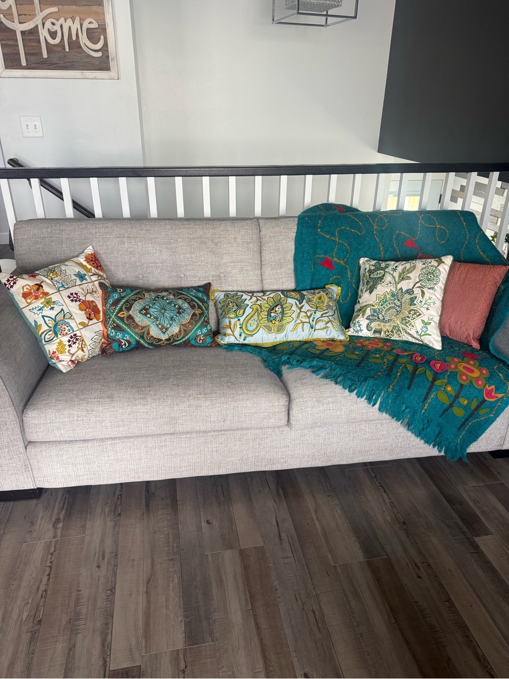 Teal Floral Embroidered Throw Blanket by Pier 1
